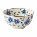 Bol 16 cm en porcelaine blanc bleu à motif floral pour repas style classique
