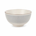 Bol 18 cm en céramique blanc et bleu à rayures pour service de table