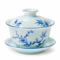 Gaiwan 150 ml en porcelaine blanc bleu pour thé au style floral