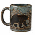 Mug 400 ml 10 cm en céramique bleu vert motif ours en relief style montagne
