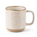 Mug 350 ml en céramique crème 9.5 x 10 cm nervuré avec anse