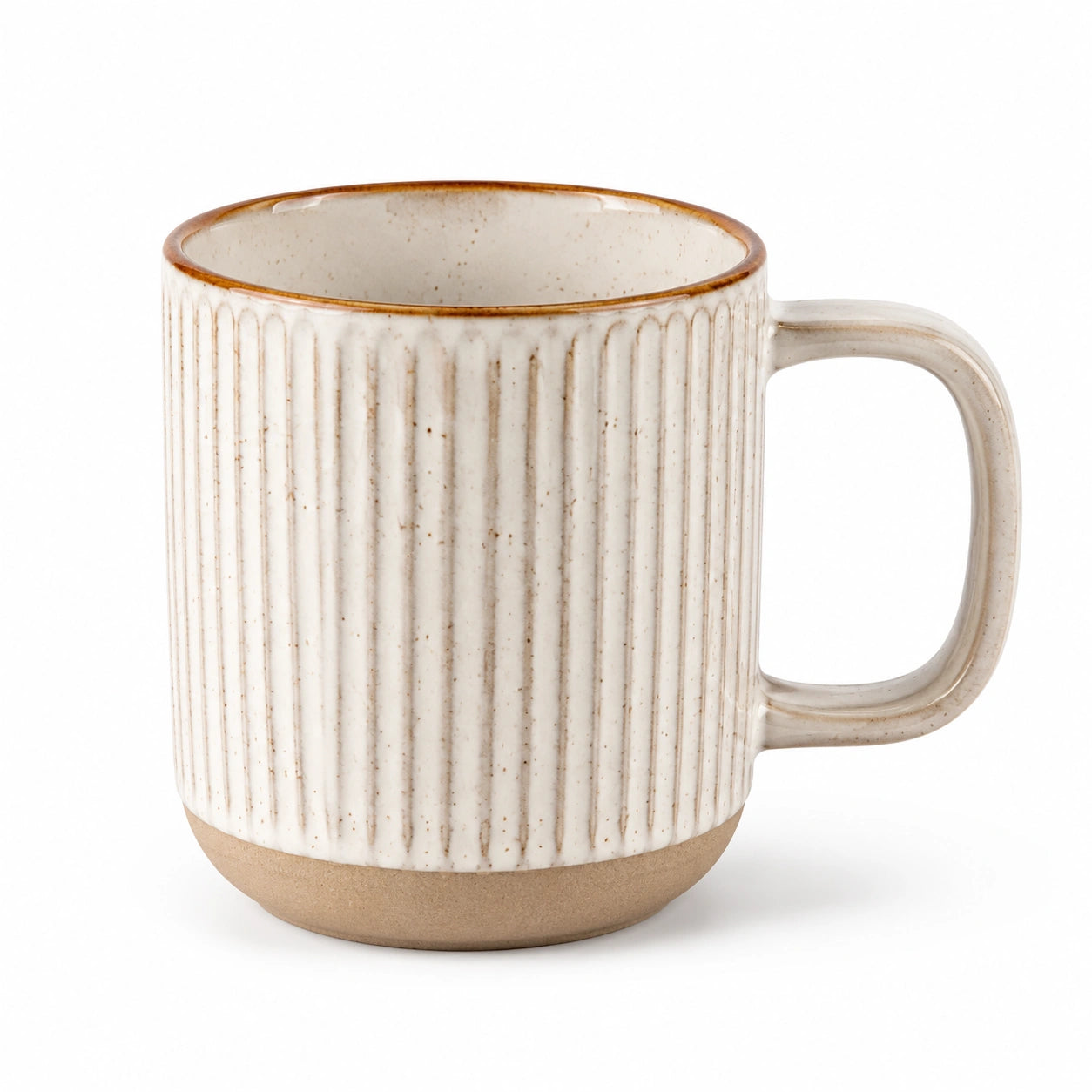 Mug 350 ml en céramique crème 9.5 x 10 cm nervuré avec anse