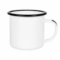 Mug 350 ml en acier émaillé blanc noir style rétro pour boissons chaudes