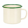 Mug 350 ml en acier émaillé crème et vert - style rétro à poignée