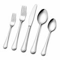 Ménagère 5 pièces en acier inoxydable argenté pour table style classique