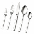 Couverts de table 5 pièces en acier inoxydable argenté finition satinée
