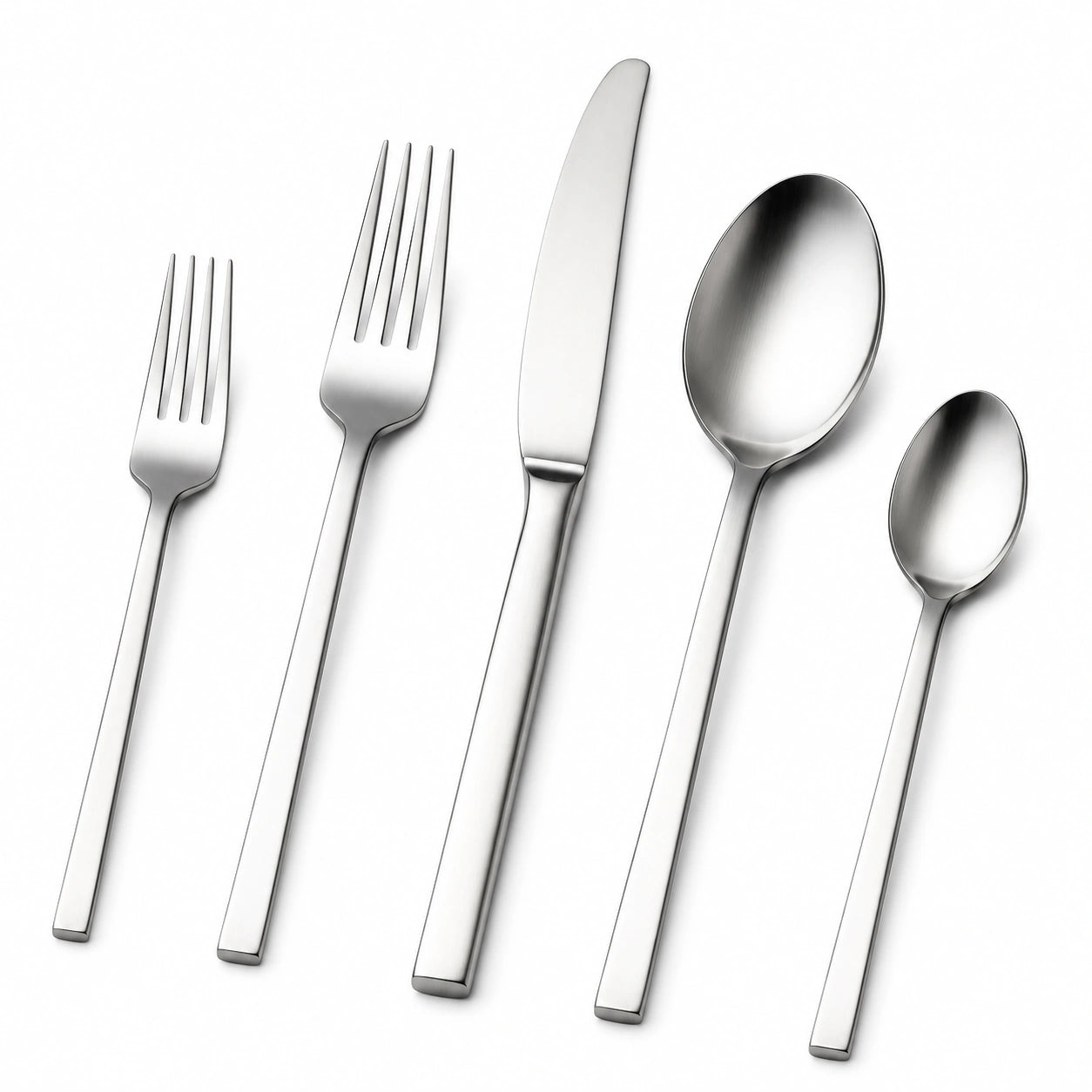 Couverts de table 5 pièces en acier inoxydable argenté finition satinée
