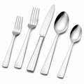Ménagère 5 pièces en acier inoxydable argenté finition satinée pour table